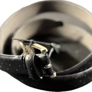 Hugo Boss Black Leather Belt with Silver Buckle